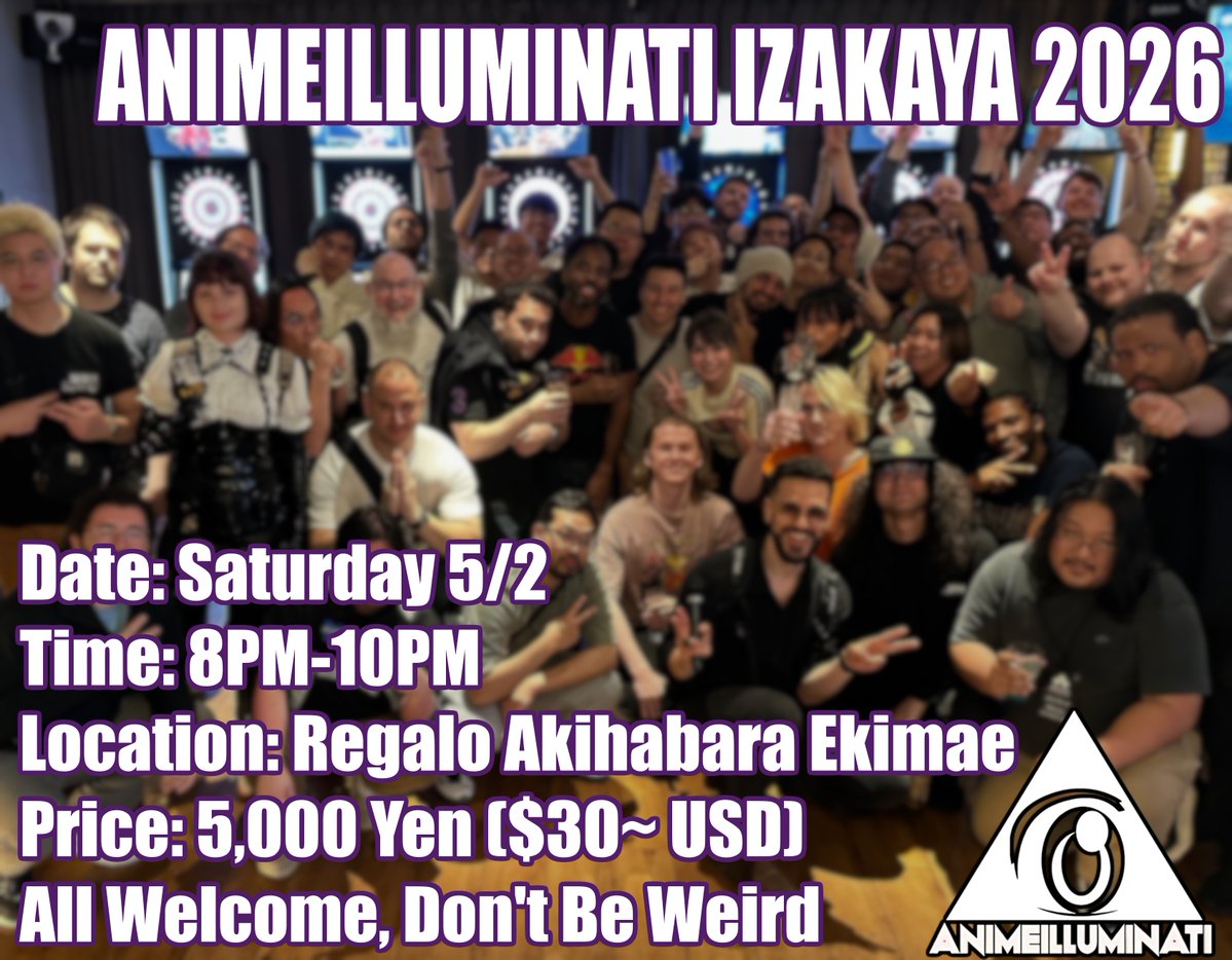 Hosting our 4th Annual FGC Meetup during EVO Japan! If you're in Tokyo that weekend, come hang out and enjoy unlimited drinks, food, and good conversations. Everyone is welcome, so don't be shy and come on out!

Sign up here: start.gg/tournament/ani…