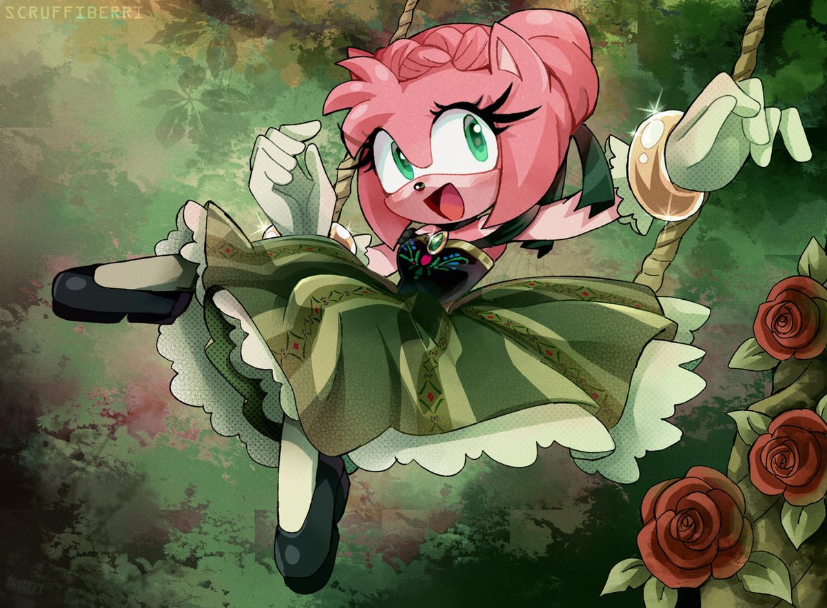 Sudslarkin's tweet photo. @WetlookPrincess Here’s some art of Amy Rose as Princess Anna (The art isn’t mine BTW). Do you think Amy looks beautiful wearing Anna’s coronation dress? https://t.co/7YpVyj445V