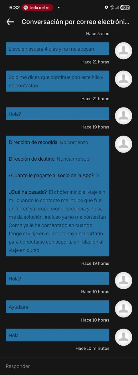 DomTorettoML's tweet photo. @Uber_Support Hola, sigo con el mismo tema, ya no me contestan por ningún medio
Si meto otro reporte me indican que me comunique en el primer hilo donde ya no contestan y por DM ya también me ignoran https://t.co/EVnbTSsAN3