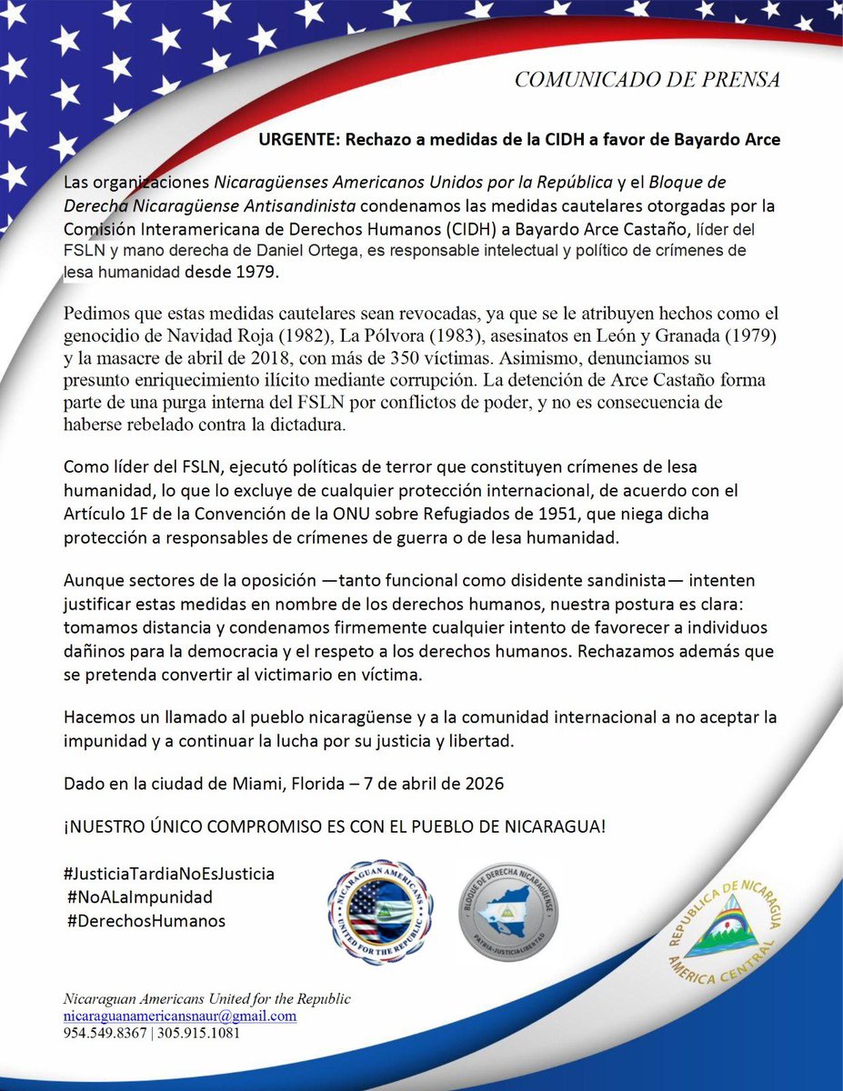 Nicaraguan Americans United for the Republic tweet media