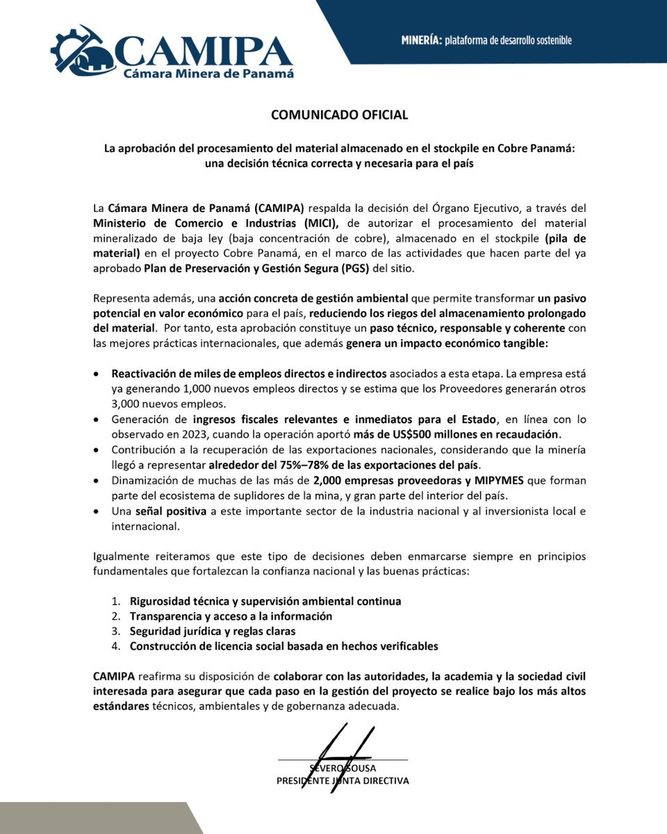 Cámara Minera de Panamá tweet media