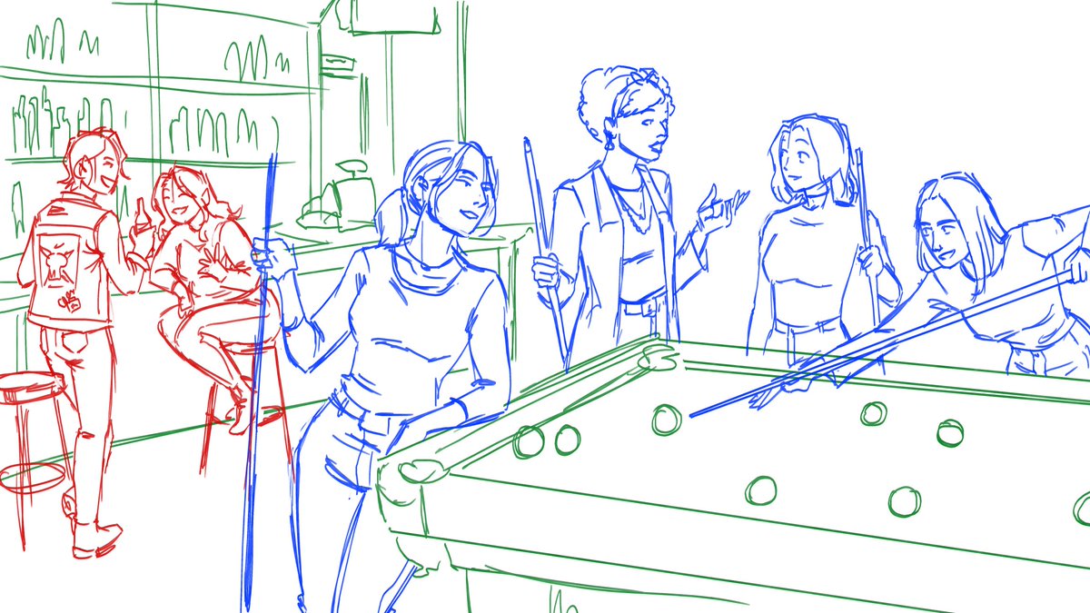 chloe safi and max hanging out with swann autumn and nora at a bar because why not
