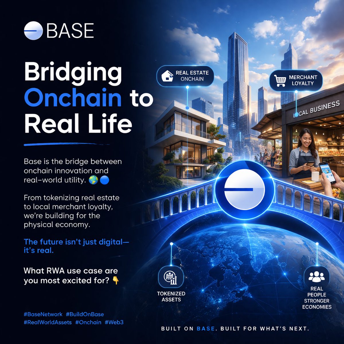 ChiranthaM43208's tweet photo. Stop speculating, start exploring. 🛠️✨
Base is evolving beyond DeFi. We’re opening doors for:
✅ Tangible Asset Access 🏠
✅ Local Community Systems 🤝
✅ Product Authentication 🛡️
The onchain revolution is here. Are you building with us? 🔵
#BaseNetwork #OnchainSummer #OPStack https://t.co/9F7OXqWKpo