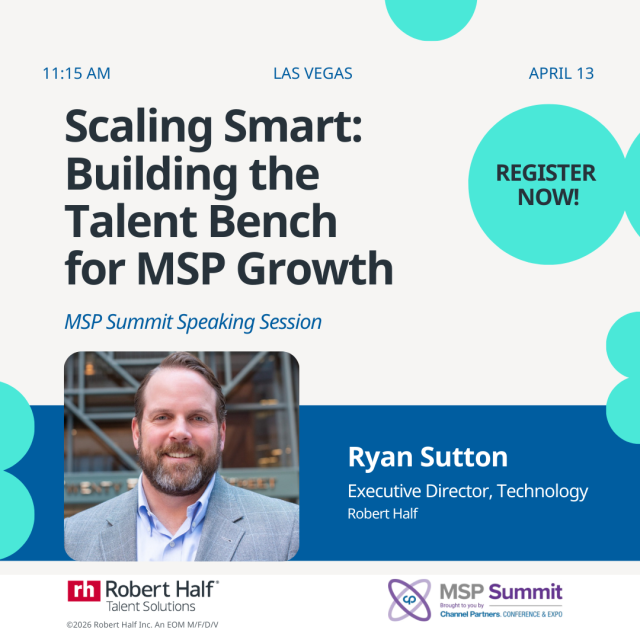ryanmsutton_RHI's tweet photo. 🚀 MSPs are growing fast—but only with the right talent. Join Ryan Sutton, @RobertHalf, at @channel_expo to learn how top MSPs tackle AI, cybersecurity &amp; cloud skills gaps. Use code SUTTON for a free/discounted pass &amp; reach out to chat talent solutions! https://t.co/jtJxHdL33T https://t.co/3Bwl6vlYDr
