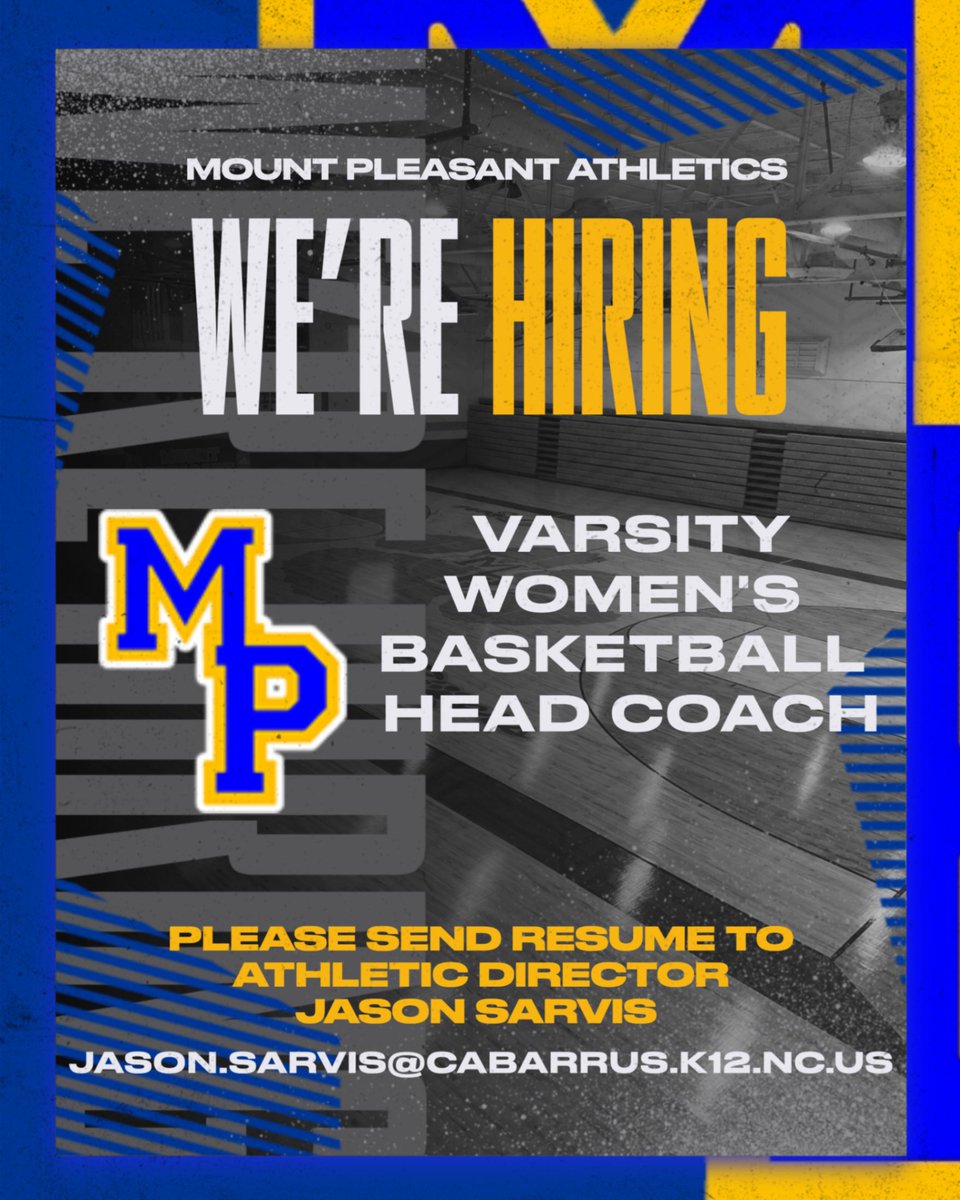 MPTigerPride's tweet photo. Mount Pleasant High School is looking for it's next Women's Basketball Coach.  Please contact Athletic Director, Jason Sarvis.  Go Tigers! https://t.co/BLhru1a968