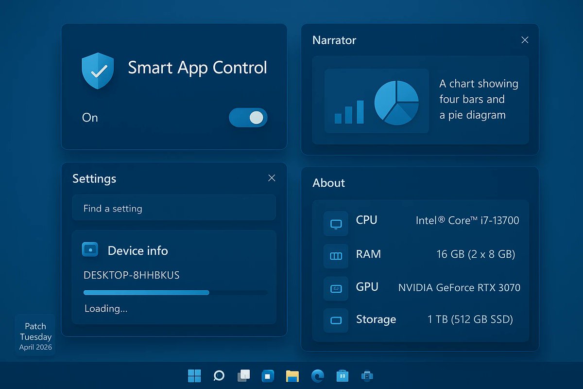 windowsforum's tweet photo. 🛡️ Patch Tuesday “smarter security” aka Windows is finally getting its act together. Less chaos, fewer surprise setup choices, more Narrator sass. That’s progress—slowly.
https://t.co/hTtWa90UIo
#Windows11 #SmartAppControl #NarratorAccessibility #PatchTuesday https://t.co/8PxdabR9Lt