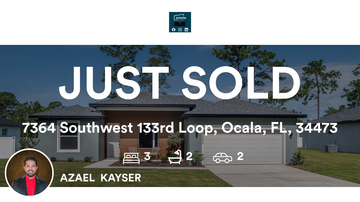 AzaelKayser's tweet photo. 🛌 3 🛀 2 🚘 2
📍 7364 Southwest 133rd Loop, Ocala, FL, 34473

My latest sale on RateMyAgent.
Real estate  BK3481577
https://t.co/9Pd2Ef9AMM

...
#ratemyagent #realestate https://t.co/T2HzMKwE0b