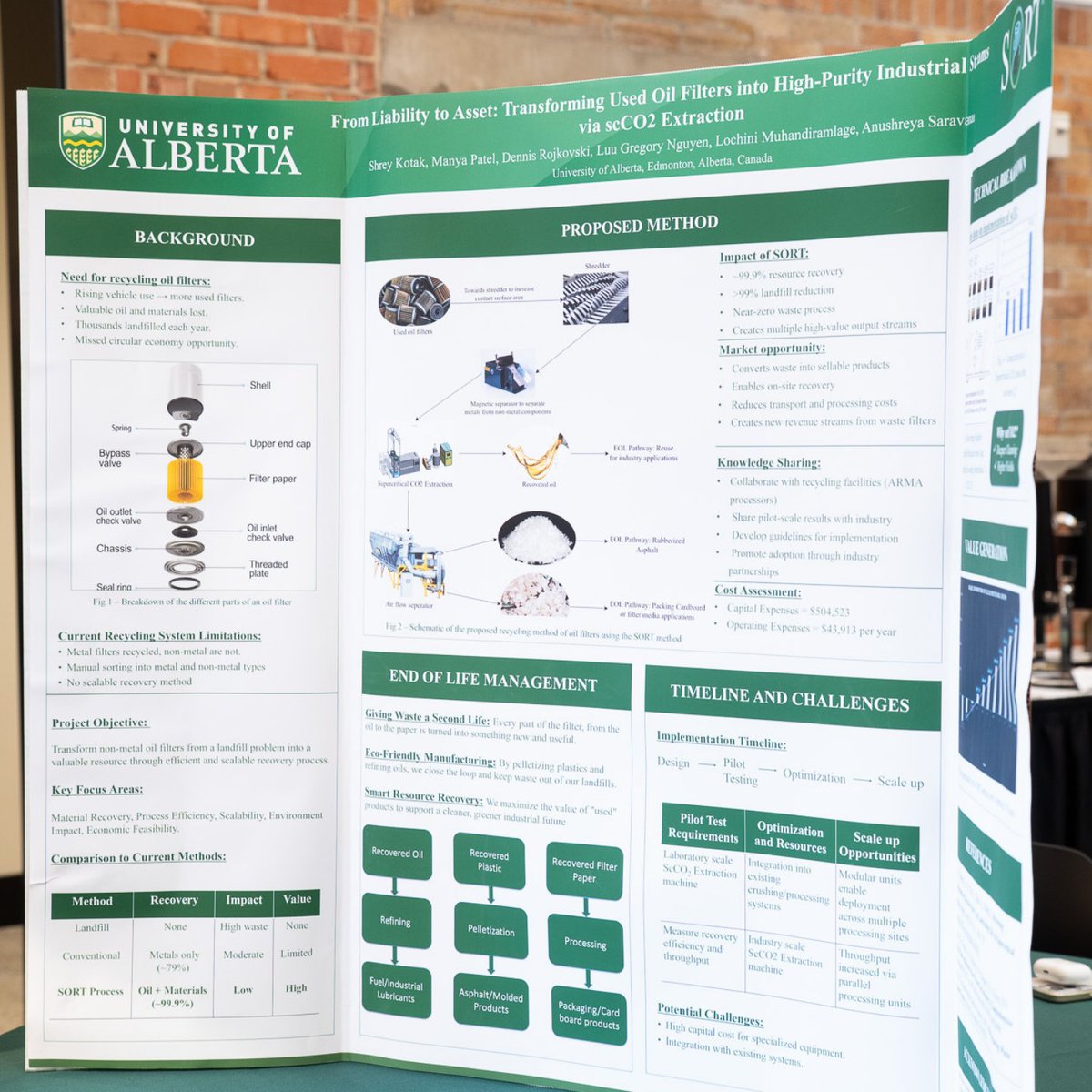 albertarecycle's tweet photo. Meet one of our winners from the Student Innovation Challenge: Team SORT! The team is all about the purification process. They propose that two wrongs can make a right with a novel partnership between two major industrial by products! 

Learn more here! 👉 https://t.co/dXHIaHHUm0 https://t.co/sQ2rddaoE4
