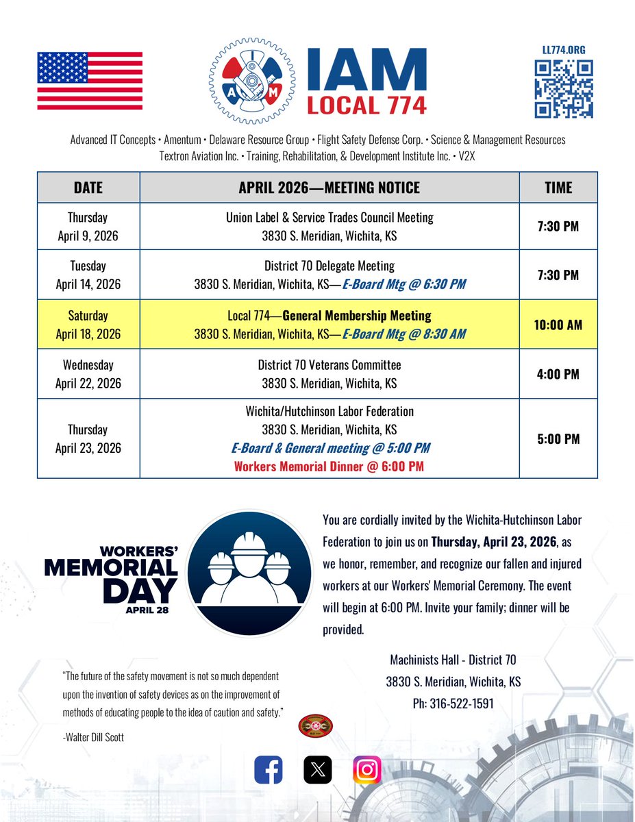 April 2026 Meeting Notice