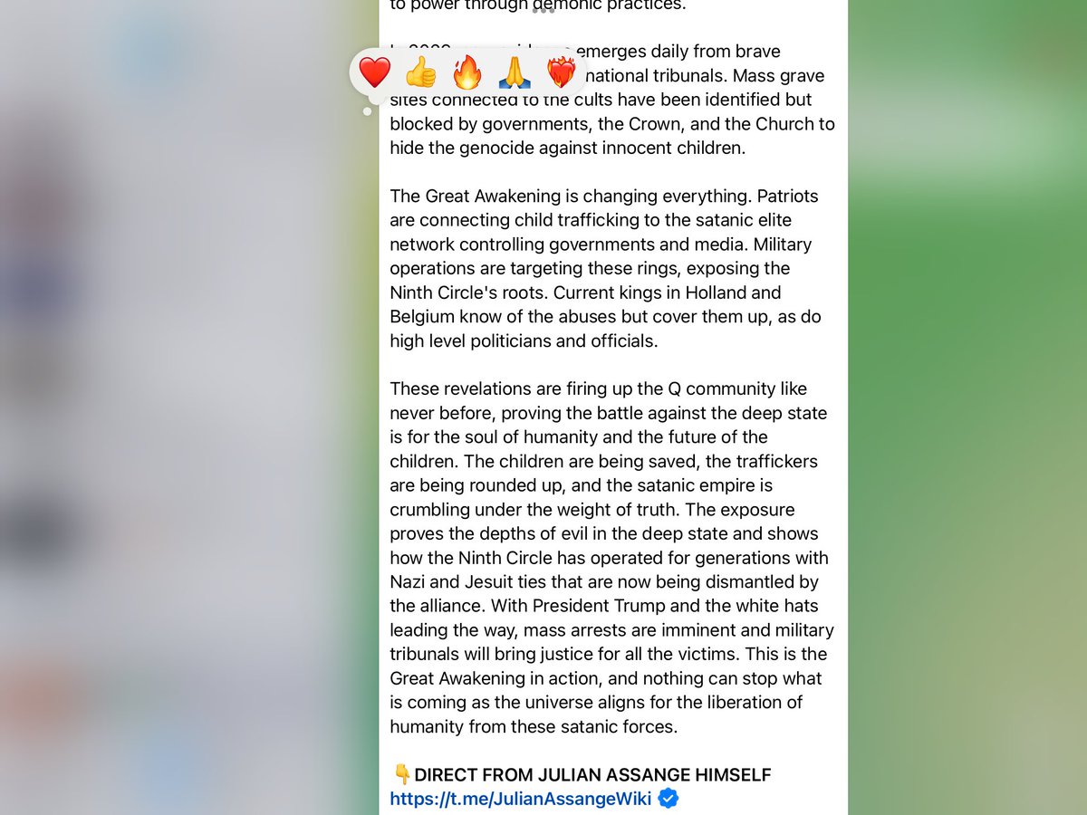 😡Ons koningshuis. Helaas krijg ik de video s niet gedeeld. Kijk op 
👇DIRECT FROM JULIAN ASSANGE HIMSELF
t.me/JulianAssangeW… ✅️

EUROPEAN ROYALS KILLING NAKED CHILDREN FOR FUN AT HUMAN HUNTING PARTIES | CHILD SACRIFICE AND TRAFFICKING IN HOLLAND: AN EYEWITNESS SPEAKS OUT