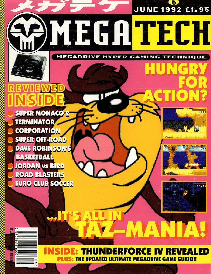 sega_city's tweet image. Mega Tech #6, June 1992 - 'Taz-Mania' cover.