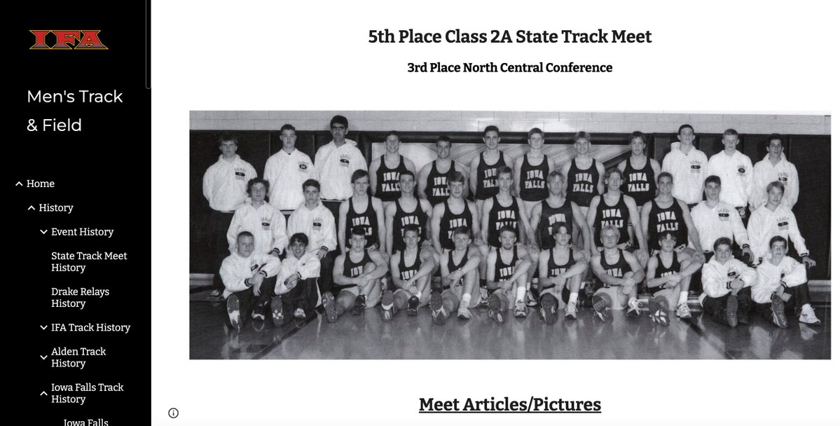 CoachHarms1's tweet image. 1996 Iowa Falls Cadet Track &amp;amp; Field Team, 5th Place  Class 2A State Track Meet #IFACadetPride #TrackSpeed sites.google.com/a/ifacadets.ne…