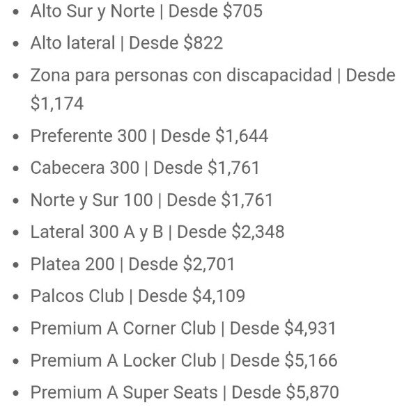 MXESTADIOS's tweet image. RUGIDÓN DE TRIPAS.
Un aumento grande a los precios para el Clásico América vs Cruz Azul.
La localidad más barata, en lo más alto de las cabeceras del Azteca, de a 705 pesos. 
Las cabeceras 300, que antes eran la mejor opción costo-visibilidad, ahora están en 1,761 pesos. 
Ya no