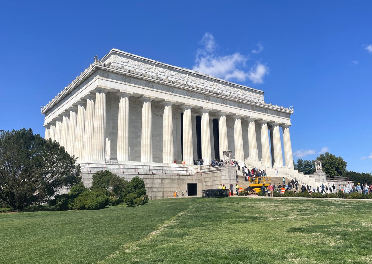 NationalMallNPS's tweet photo. Part of the Lincoln Memorial undercroft project, the elevator is now open. With that done, the temporary accessibility ramp that was built on the front steps two years ago has now been removed. With a few finishing touches left, we're excited to show off this iconic American memorial later this summer. Learn more about the project at https://t.co/cLnOW1K3nM  
#LincolnMemorial #WashingtonDC