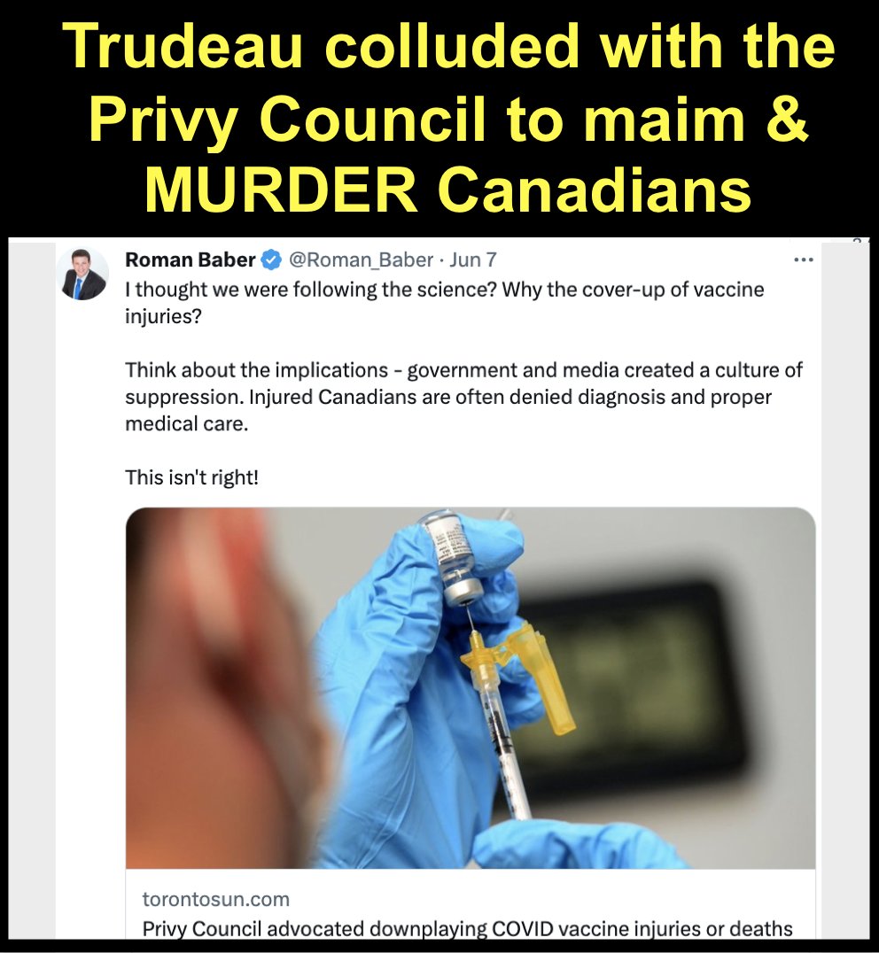 CryHarderLibtrd's tweet photo. @TamaraUgo Canada's top political leaders and "health/medical" administrators NEED to face CRIMINAL RETRIBUTION for this #DEMOCIDE #GENOCIDE #MAIMING #TORTURE #BODILYHARM #MASSmalfeasance #FRAUD #TREASON https://t.co/87v6Y7WVpW