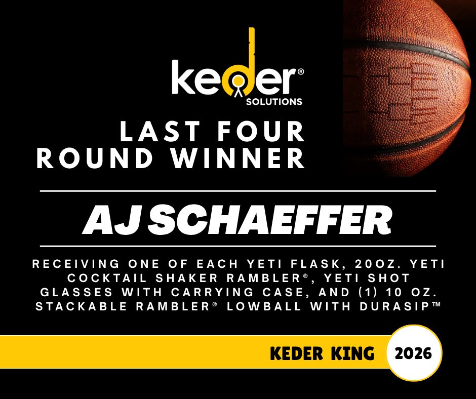 KederSolutions's tweet photo. And the crowd goes wild! 
Huge congratulations to our Last Four Round Winner, AJ Schaeffer! AJ is walking away with a premium Yeti prize pack to celebrate the madness in style. Contact Stephanie@kedersolutions.com for your prizes!
#kederking #MarchMadness #WinningMoment https://t.co/UWvUs9ehVM