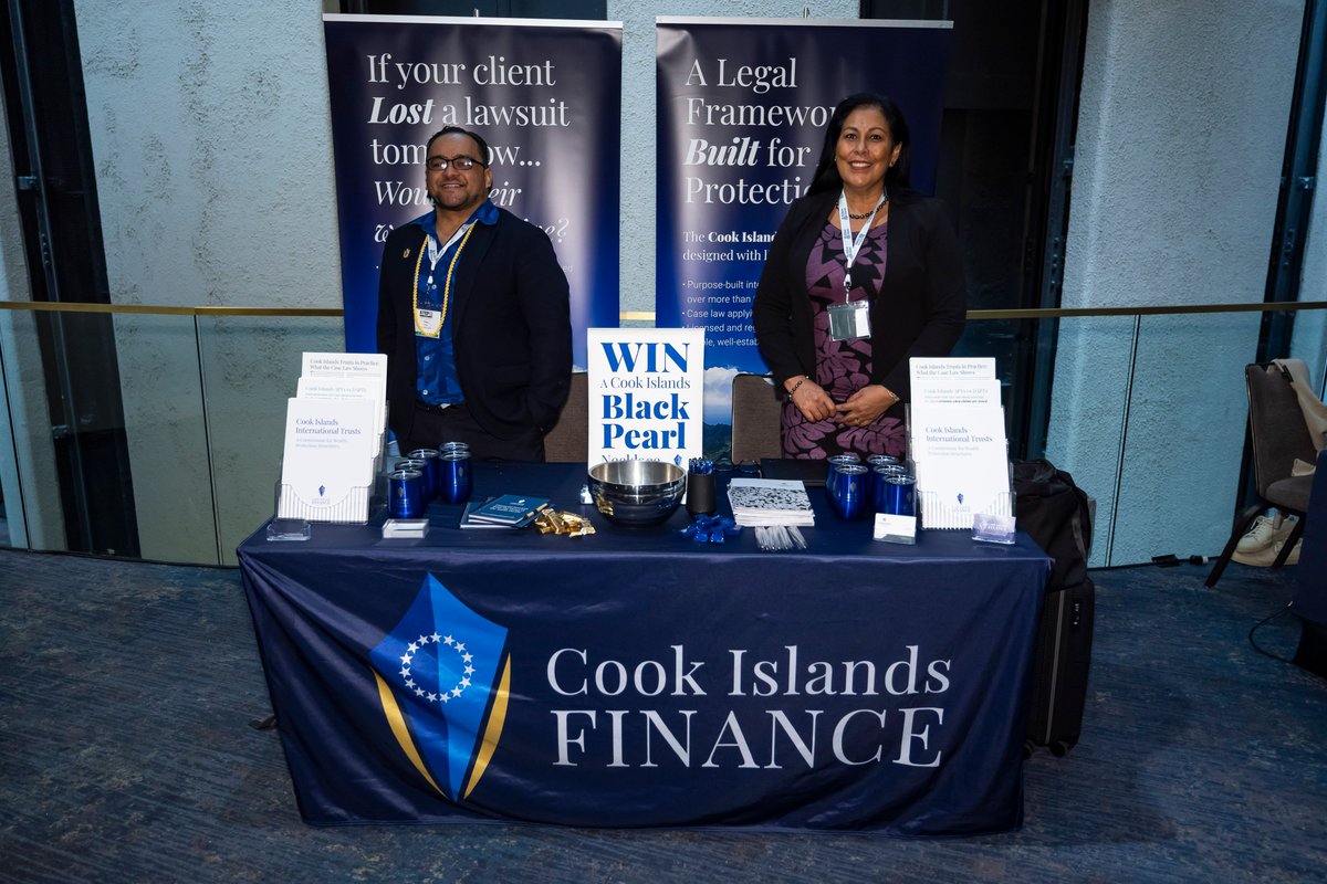 cifsda's tweet photo. Cook Islands Finance returned to the NY Estate Planning Institute for the 3rd year 🇨🇰
Strengthened global engagement, connected with advisors, and showcased expertise in trusts &amp; asset protection.

Read full release here >> https://t.co/MdknWFu4mb https://t.co/gTWGpC0X1S