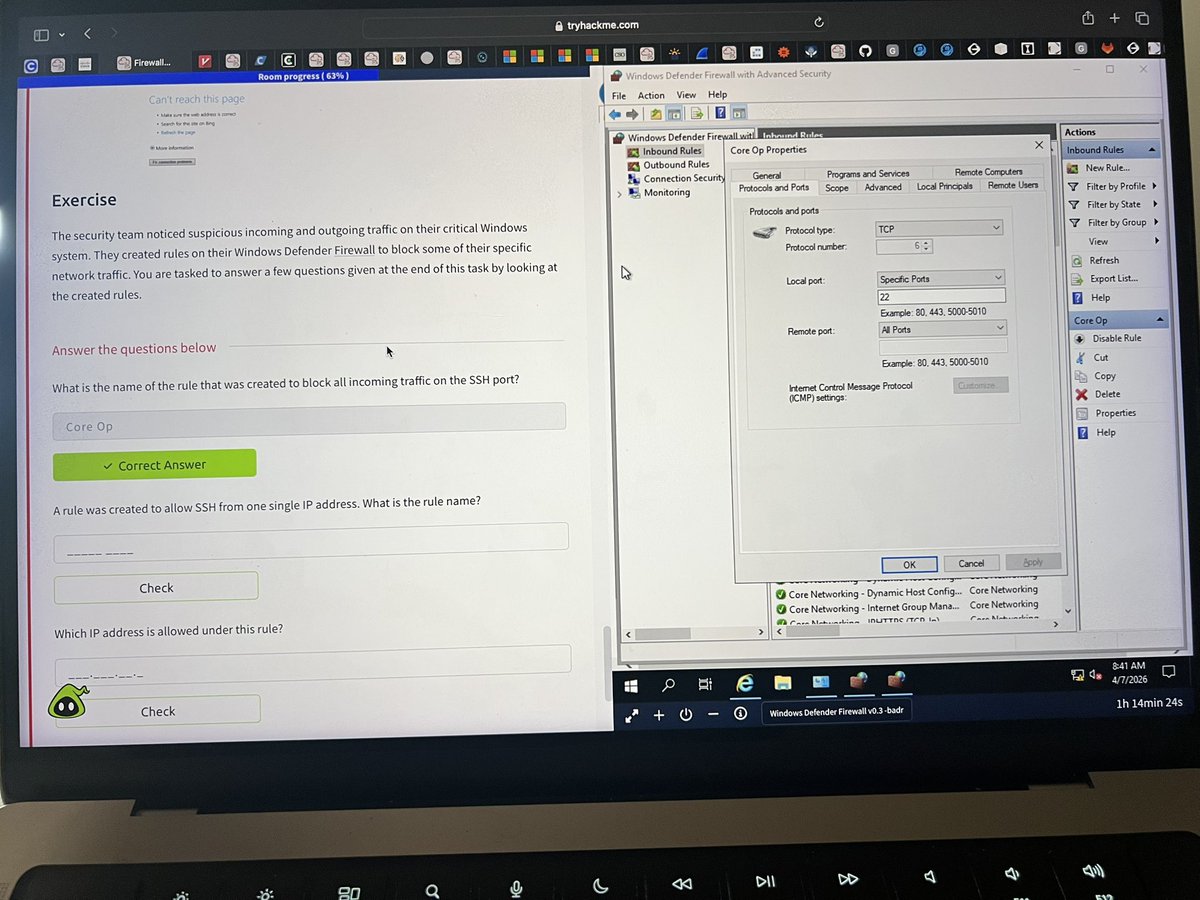 peachnez28's tweet image. Day 97 : Road to being a Cybersecurity Analyst🛡️ 
I completed the firewall fundamentals on THM. Learnt about the purpose, types and rules of firewalls. 
Cc: @segoslavia #CyberSec