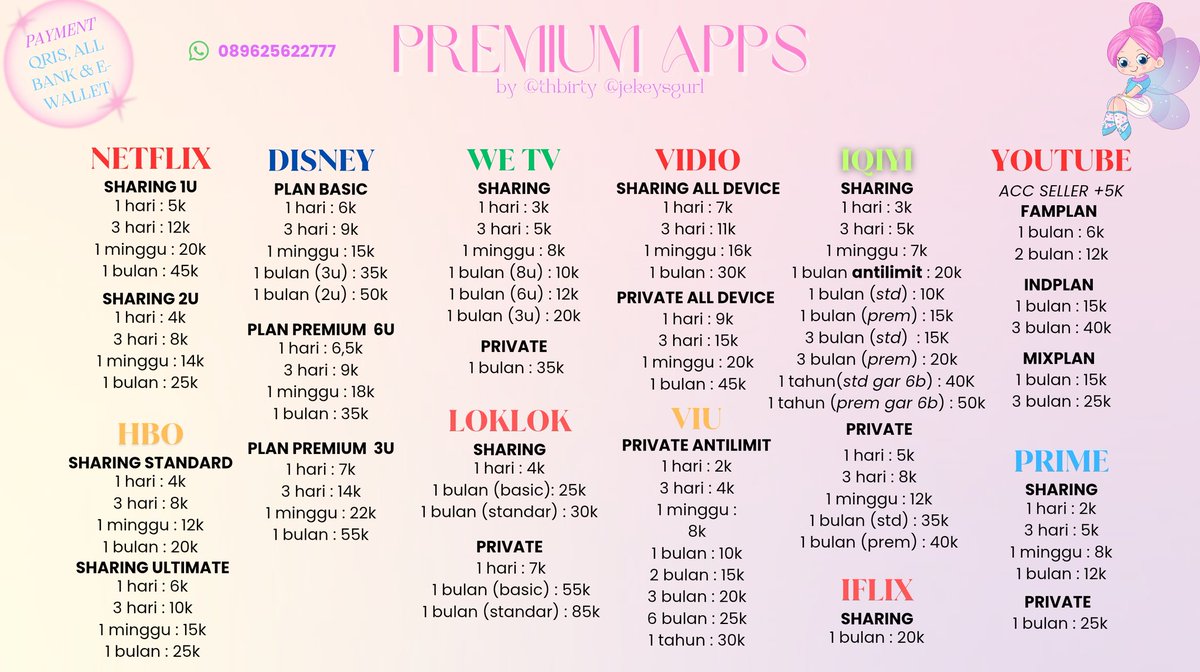 thbirty4's tweet photo. ``•— ready all app prem &amp; acc —•``

🌸 order by dm &amp; whatsapp
💌 please mt after dm
💘 our testi >> https://t.co/d6jy9IJqqm
💝 fastrespon >> https://t.co/a7aiH2PNJI

               ♬ ヾ(´︶`♡)ﾉ ♬ 
#zonauang #zonaduit
spotify netflix disney canva dramabox youtube capcut gpt https://t.co/QaEEz25lCH