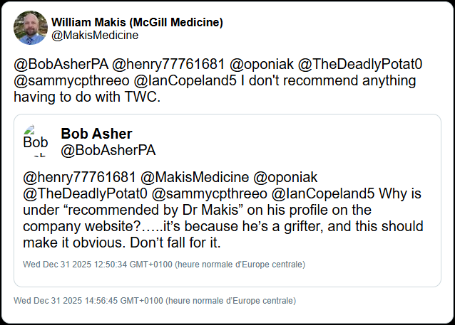TruthingMouse's tweet photo. @PeterGillooly @MakisMedicine @NicHulscher But at least, things improved since 2025 ... when Makis wasn't "recommending anything having to do with TWC" 🤔...

I guess he isn't that picky since a lot of doors closed on his sexual-harassing arse last week.
https://t.co/p61jBW0U47 https://t.co/zdgbOpO2rl