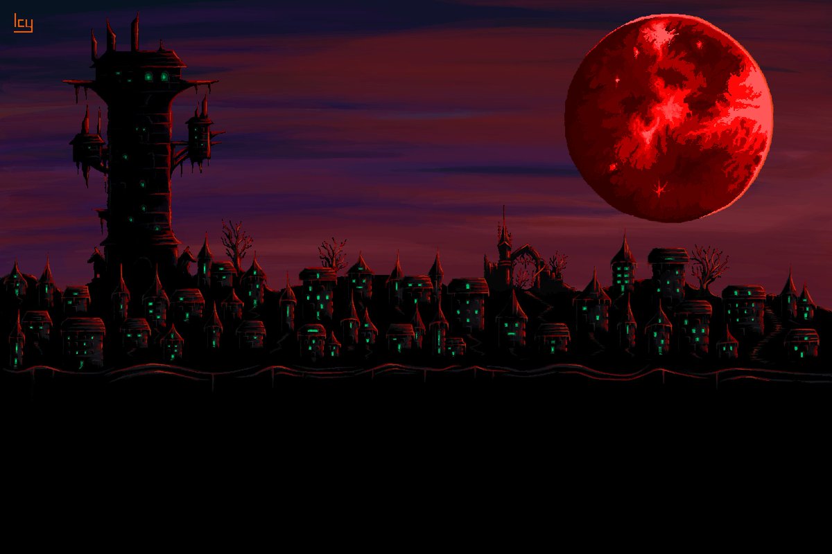 IcyArt_'s tweet image. Some new pixel art backgrounds, sky and moon I did for Slain 2. Did I tell you I just love painting red moons 🩸
#pixelart 
#indiegame 
#indiegamedev