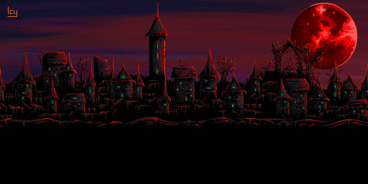 IcyArt_'s tweet image. Some new pixel art backgrounds, sky and moon I did for Slain 2. Did I tell you I just love painting red moons 🩸
#pixelart 
#indiegame 
#indiegamedev