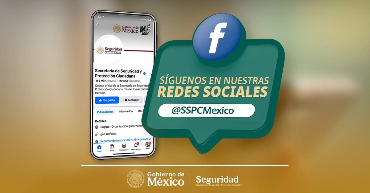 SSPCMexico's tweet image. Sigue nuestra página en #Facebook y entérate de los avances en materia de seguridad que realiza la #SSPC 👉🏼  goo.su/HGL9z9b
