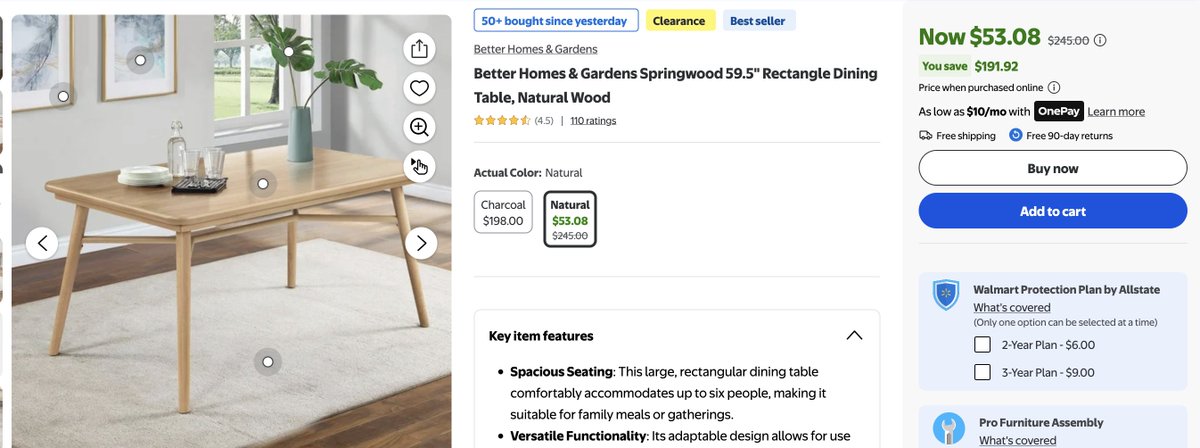 glitchaddicts's tweet image. $245 WOOD DINING TABLE FOR $53

Walmart just dropped the price on this dining table by $191

Free shipping included with purchase, will sell out fast

mavely.app.link/qJlhPBzw91b #ad