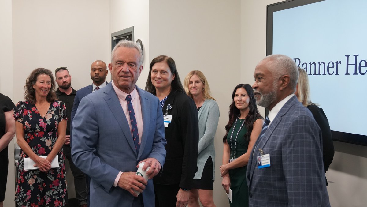 HHSGov's tweet image. On the latest stop of the Take Back Your Health Tour in Scottsdale, AZ, @SecKennedy met with @BannerHealth leadership to see firsthand how innovation is expanding access to community-based care.

From the Children’s Healthmobile delivering pediatric services to underserved