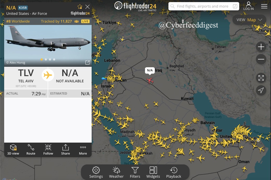 cyberfeeddigest's tweet image. Multiple #USAirforce in the middle east region.
Is there an operation on the way.
