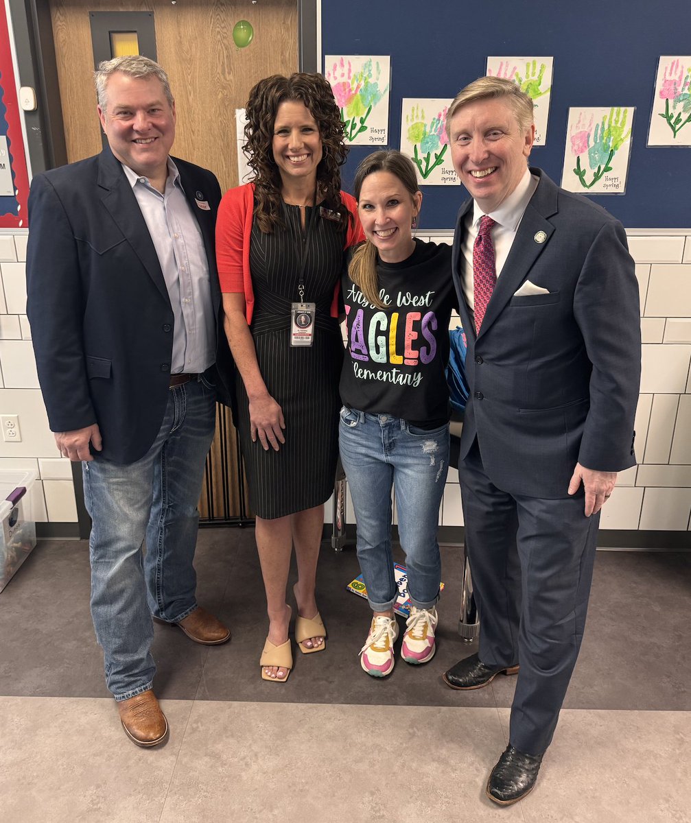 DrCourtneyCarp's tweet photo. A few weeks ago, after spending time in Mrs. Murphy's class at AWE, I reached out to the state legislators who serve Argyle ISD and invited them to join me for a campus visit. Senator @TanParkerTX  and Representative @RepHopper  were able to join me today!

I am grateful they accepted my invitation and spent a couple of hours in one of our self-contained special education classrooms. Their willingness to be present in our district, engaging with our incredible students and the dedicated teachers and paraprofessionals who serve them, was meaningful and impactful.

Moments like these are a powerful reminder that our legislators have a vested interest in public education and in ensuring we provide the most appropriate learning environments for all students—especially those who are most vulnerable. Whether through resources or policy, these conversations matter.

Thank you to Representative Hopper, Senator Parker, their teams, and Mrs. Murphy and her staff at Argyle West Elementary for warmly welcoming us into a full and vibrant classroom. We had the opportunity to observe Mrs. Gibson leading speech learning activities, engage with students, and have thoughtful dialogue with Mrs. Murphy, who is modeling and leading incredible work each day.

We value this partnership and look forward to building on this momentum as we approach the 90th Legislative Session in January 2027. Together, we can all make a difference!

#TogetherWeSoAr #txlege @ArgyleISD