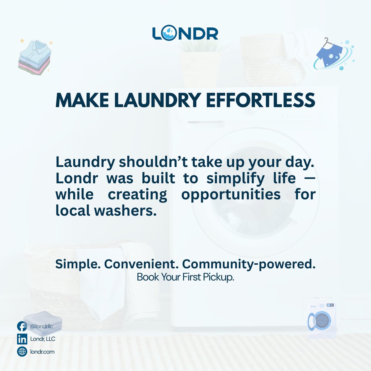 londr_llc's tweet image. Londr was built to simplify life and create opportunity.

Book your first pickup or apply to become a washer today.

londr.com
📩 ben@londr.com

#EffortlessLiving #Londr #StartupLife #LaundryMadeEasy