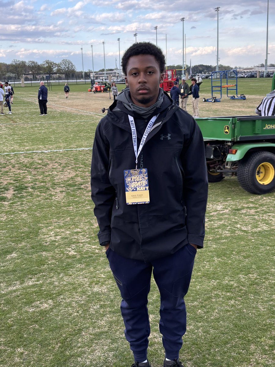 CFleet_'s tweet photo. Thank you @NavyFBrecruit for the spring practice invite! Had a great time thankful for the opportunity. @CourtneyWeiner2 @AnthonyZehyoue @Syrusamirian2 https://t.co/fDFuHgZWoH