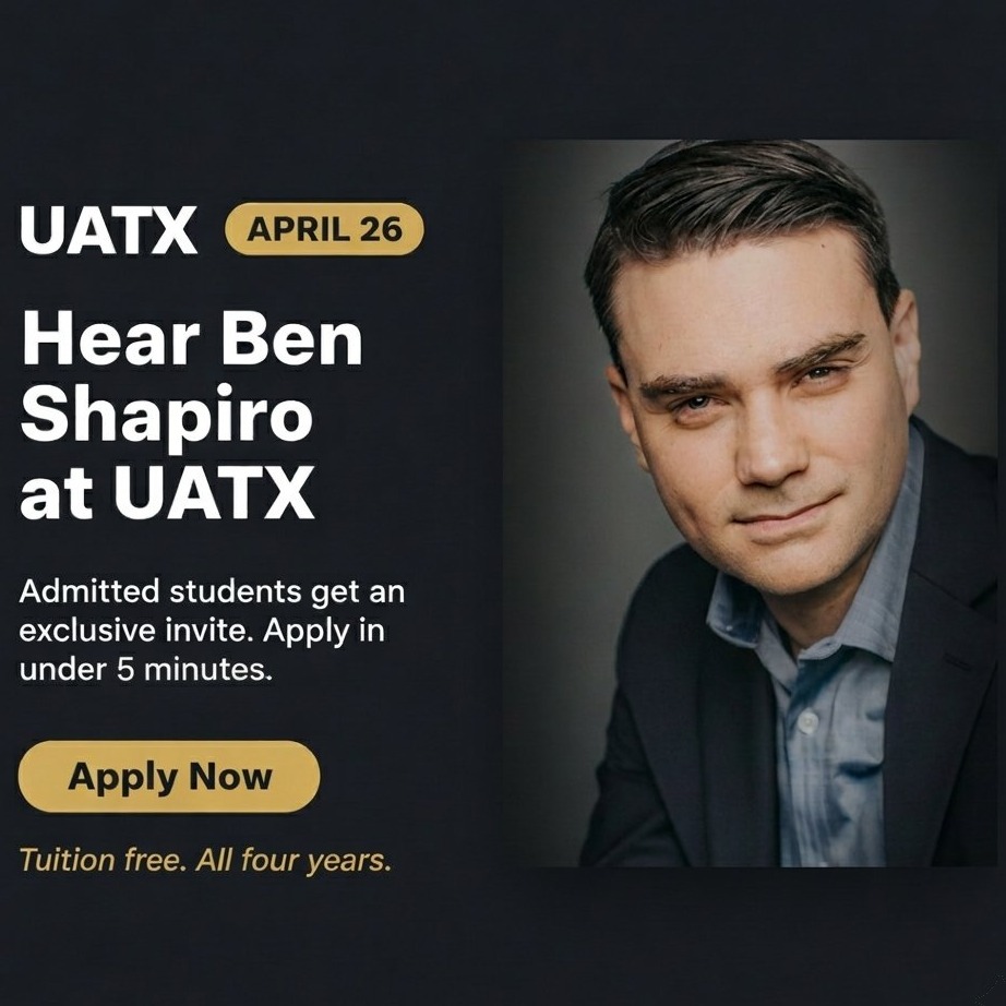 uaustinorg's tweet photo. Ben Shapiro is coming to the University of Austin on April 26. 

Be part of the conversation. Apply now.