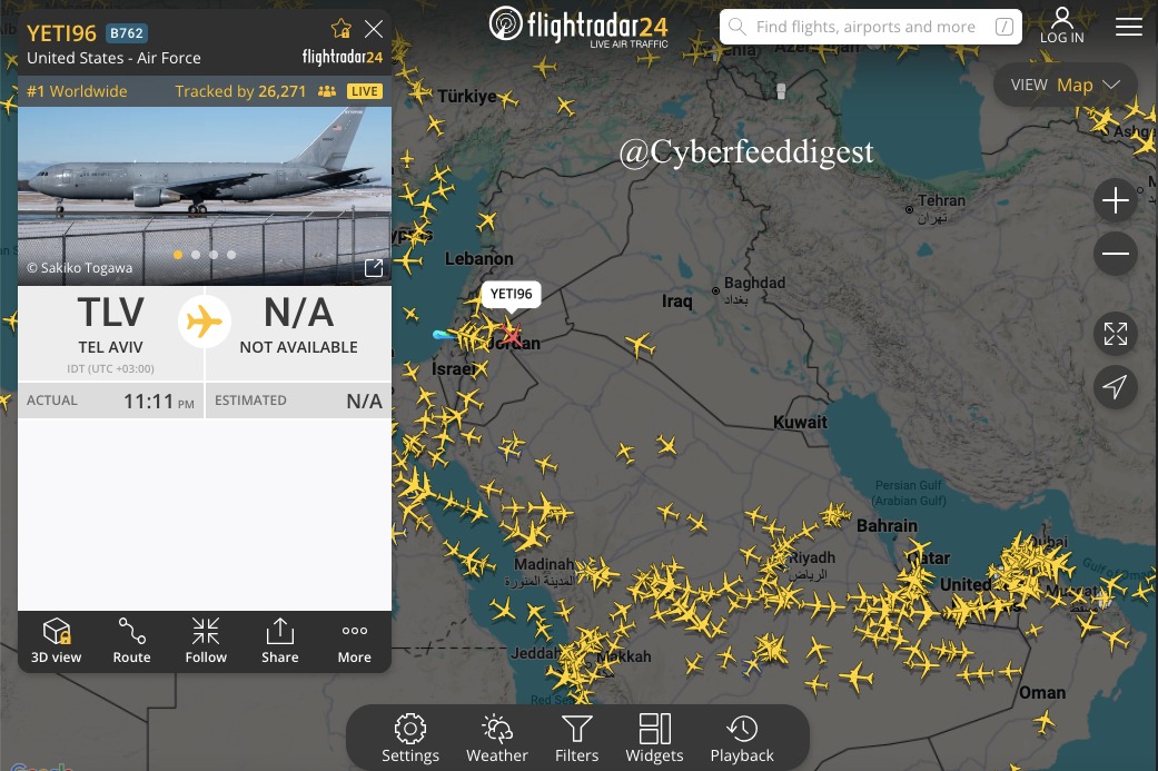 cyberfeeddigest's tweet image. Multiple #USAirforce in the middle east region.
Is there an operation on the way.