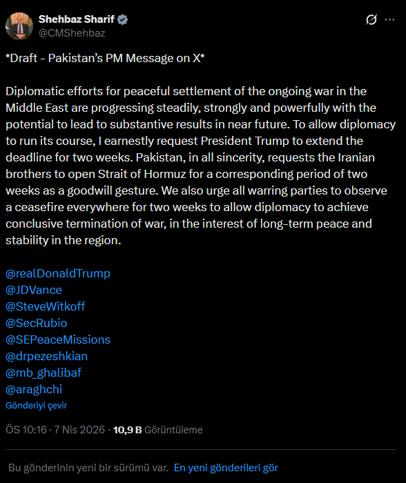 kursadbucak's tweet photo. Tahmin ettiğim gibi. Mesajın düzenlenmemiş halinde 
*Draft- Pakistan's PM message on X" yazıyor.
Amerikalılar göndermiş al bunu X'ten gönder demişler.
Draft yazısını silmeyi unutmuşlar 🤣🤣🤣🤣 https://t.co/P1onxtodWw