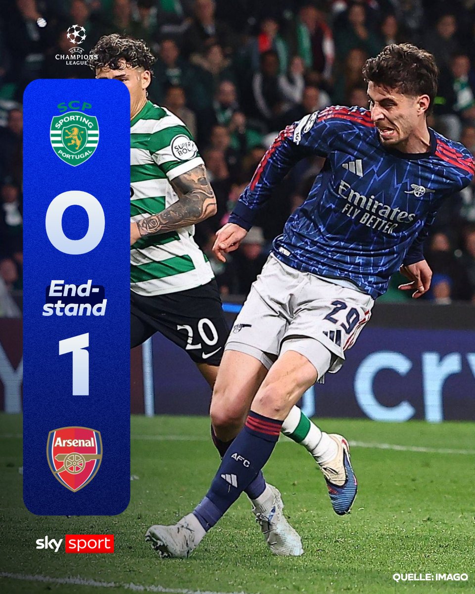 SkySportDE's tweet image. 90'+1! 🤯  Havertz ist zur Stelle und sorgt für Ekstase! Arsenal schlägt Sporting! 🚨 

#SkySport #UCL #Havertz