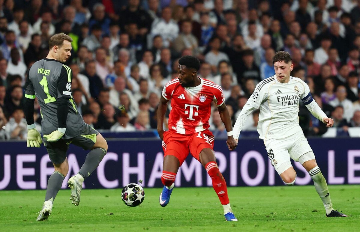 PaMiguelangelpa's tweet image. #ChampionLeague: Bayern Munich le ganó al Real Madrid 2 a 1 por los cuartos de final partido de ida. Los goles para Bayern Munich fueron de Luis Díaz y Harry Kane, mientras que para Real Madrid convirtió Kylian Mbappé.