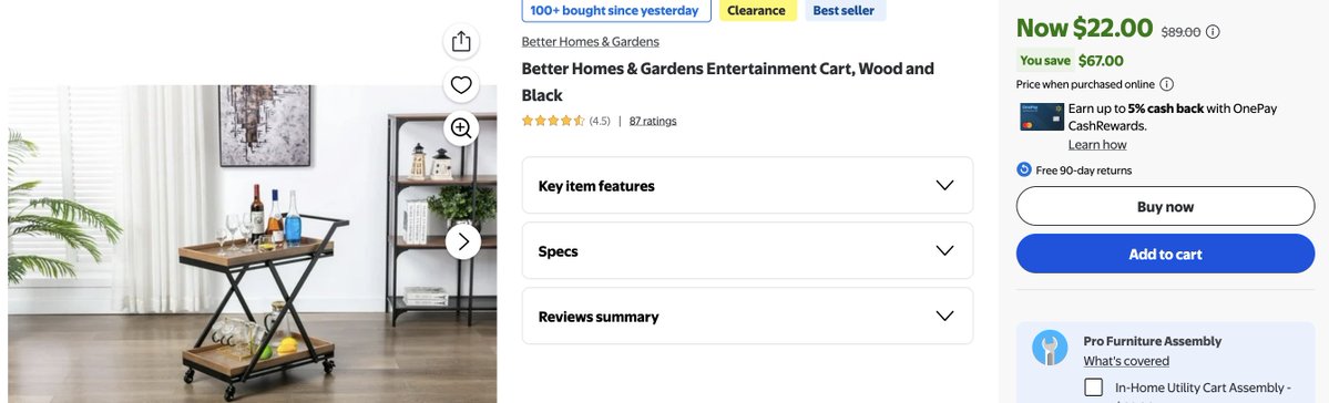 glitchaddicts's tweet image. $89 ENTERTAINMENT CART FOR $22

Take $67 off this wood entertainment cart at Walmart

Free shipping with $35+, will sell out fast

mavely.app.link/AOuum2Tx91b #ad