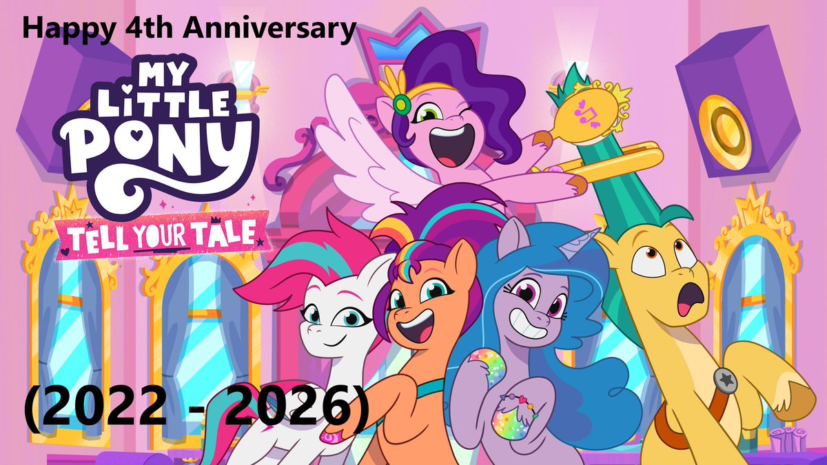 MLPG524092021's tweet photo. Happy Anniversary MLP: Tell Your Tale.
I know this show deserved more appreciation from the fans, but this show still belongs to my heart!
Hoof to heart π
#mylittlepony #mlpg5 #mlptellyourtale #mlptyt #sunnystarscout #izzymoonbow #pipppetals #zippstorm #hitchtrailblazer https://t.co/aUjZnp3v11