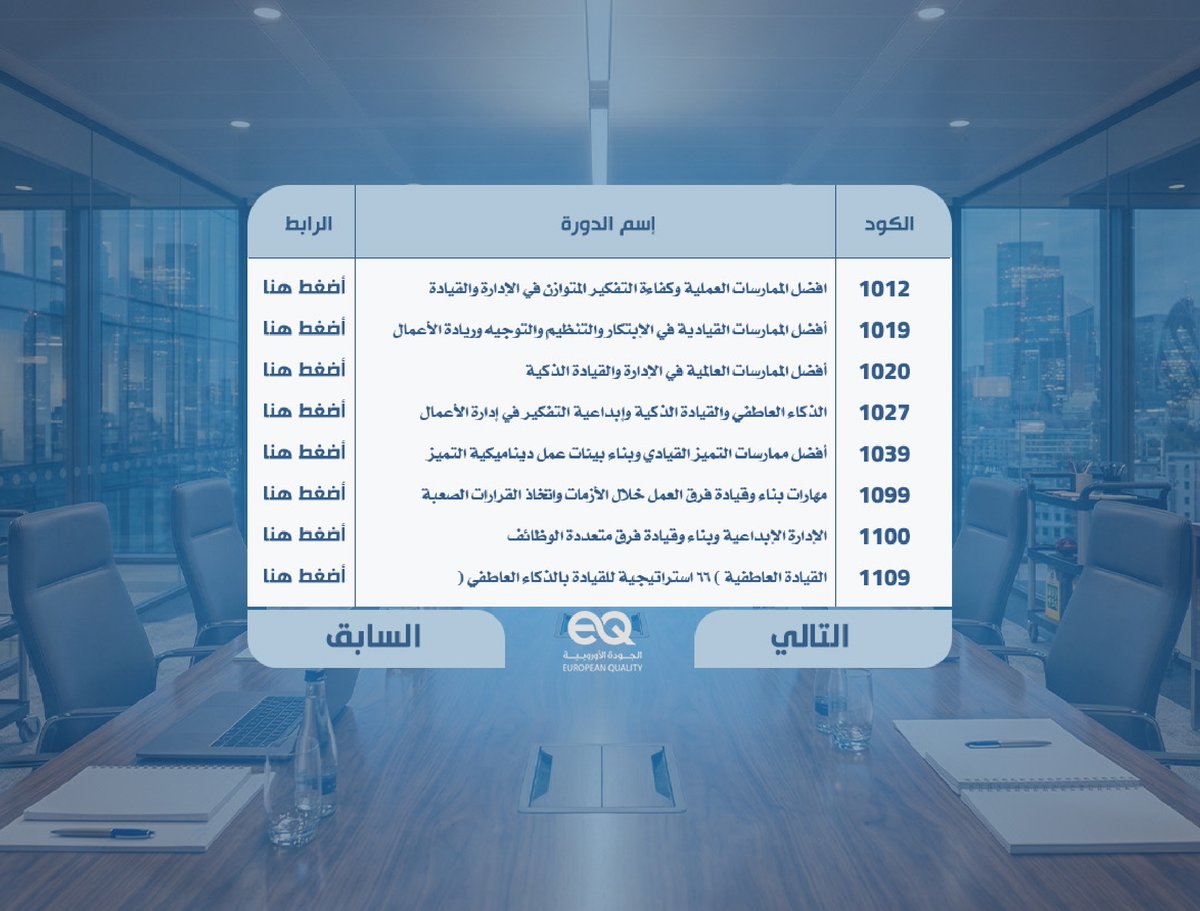 rana93976's tweet photo. 📩 تواصل معنا لمعرفة التفاصيل وحجز برامجكم التدريبية 📷 00201068007532 
 📩 rana@europeanqualitytc.com📷#Leadership_Development #Training #Leadership #Management #HR #Learning_And_Development #Executive_Training #Corporate_Training #Skill_Development #Business_Excellence https://t.co/gBnVwYPhDd