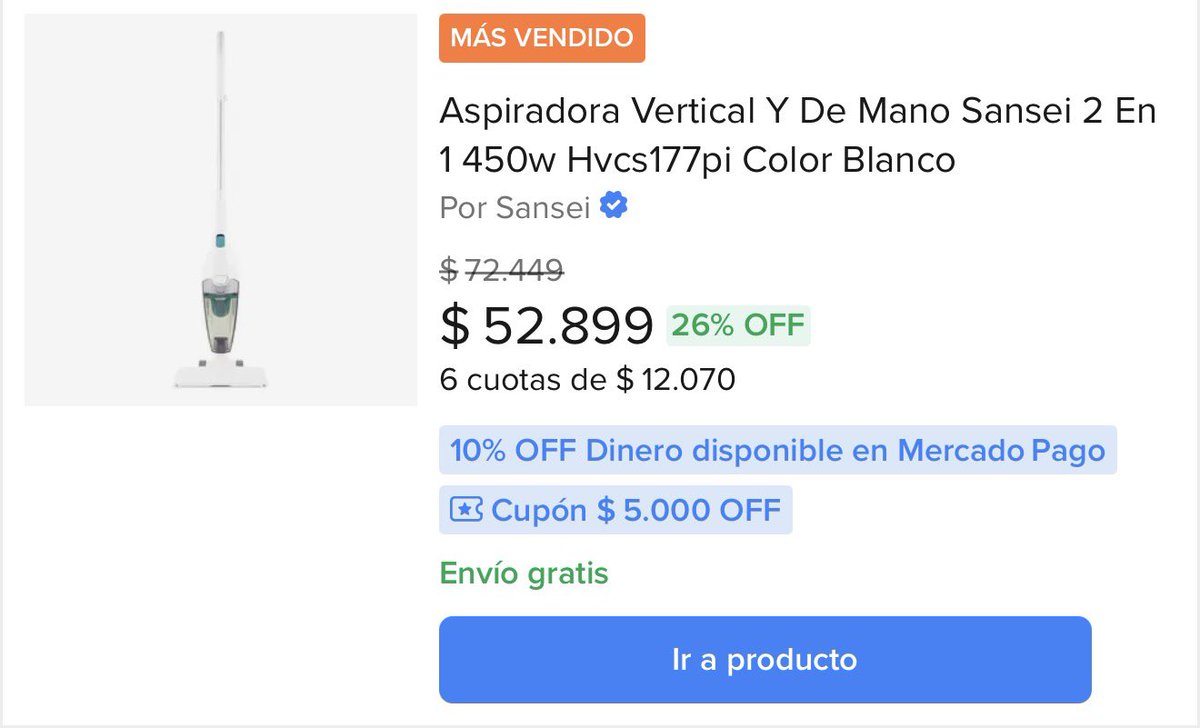 vmenditto's tweet image. 💨 Urgente muchos artículos con doble descuento 

🎟️ FOLKLORE $5.000
💵 10% extra dinero MP

Te dejo la cuenta como quería esta aspiradora vertical tremenda 

Link 🔗 
meli.la/1ycpHnK