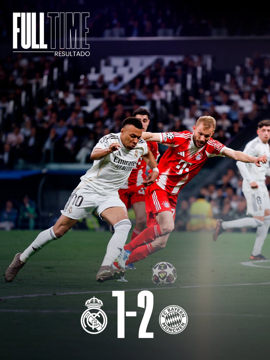 SecteurRM_'s tweet photo. • Match terminé.
Le Real s’incline 1-2 au Bernabéu dans ce quart de finale aller face au Bayern.
Match retour la semaine prochaine, à l’Allianz Arena.
#RMUCL #HalaMadrid 🤍 https://t.co/dgQG42X3NA