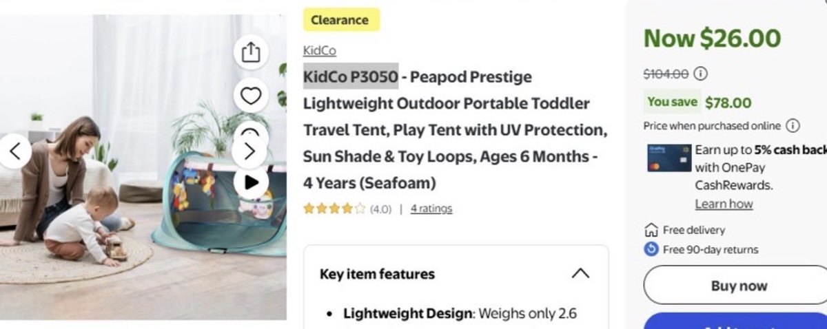 glitchaddicts's tweet image. $104 BABY TENT FOR $26 

Priced at $104 on official website, now $26 at Walmart 

mavely.app.link/sa5pAVay91b #ad