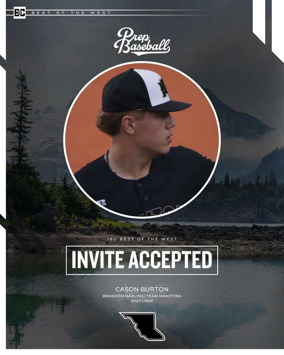PrepBaseballON's tweet photo. 𝟏𝟖𝐔 𝐁𝐞𝐬𝐭 𝐨𝐟 𝐭𝐡𝐞 𝐖𝐞𝐬𝐭: 𝐈𝐧𝐯𝐢𝐭𝐞 𝐀𝐜𝐜𝐞𝐩𝐭𝐞𝐝

'27 RHP Cason Burton (@BaseballMB/Brandon Marlins) has accepted his invite to represent Prep Baseball Canada at the prestigious Best of the West tournament. 

#BOW26 | @casonburton_ https://t.co/iuugsa59EZ