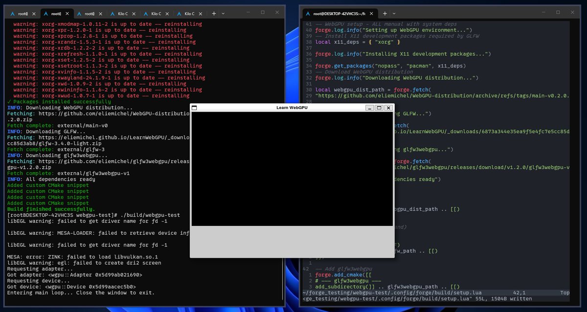 Insanely happy after a lot of work, finally got forge (c++ project tool ...