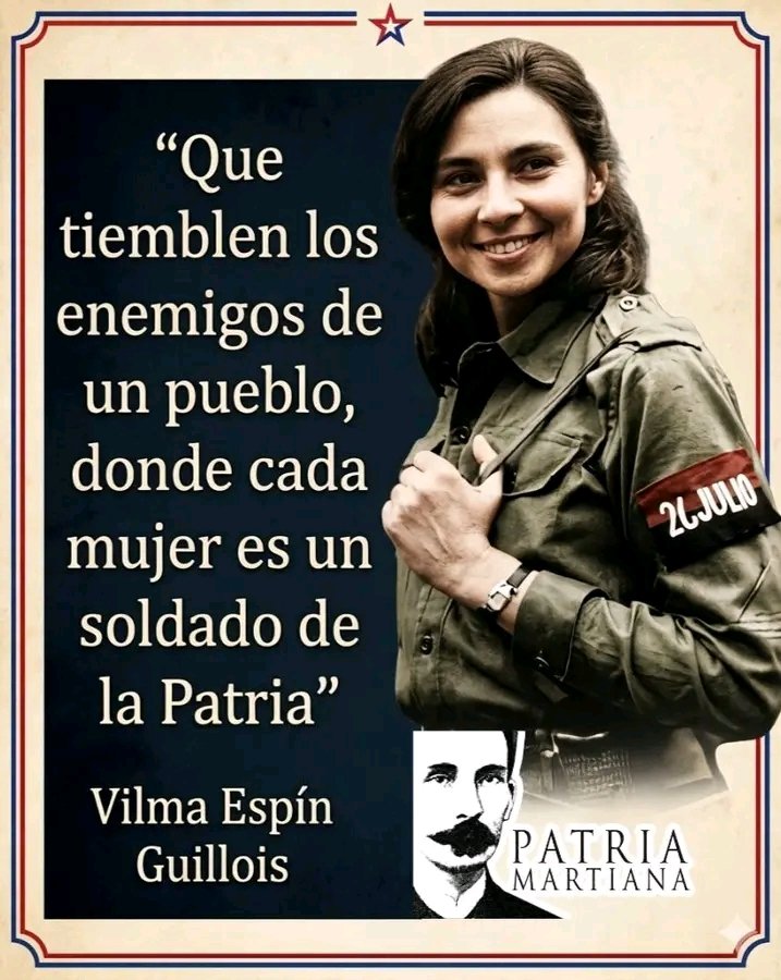 Vilma: “La más extraordinaria flor santiaguera”.
Con mujeres de esta estirpe el pueblo de #Cuba jamás será vencido” 
#TenemosMemoria
#SiempreVilma
#CubaMined #VillaClaraConTodos