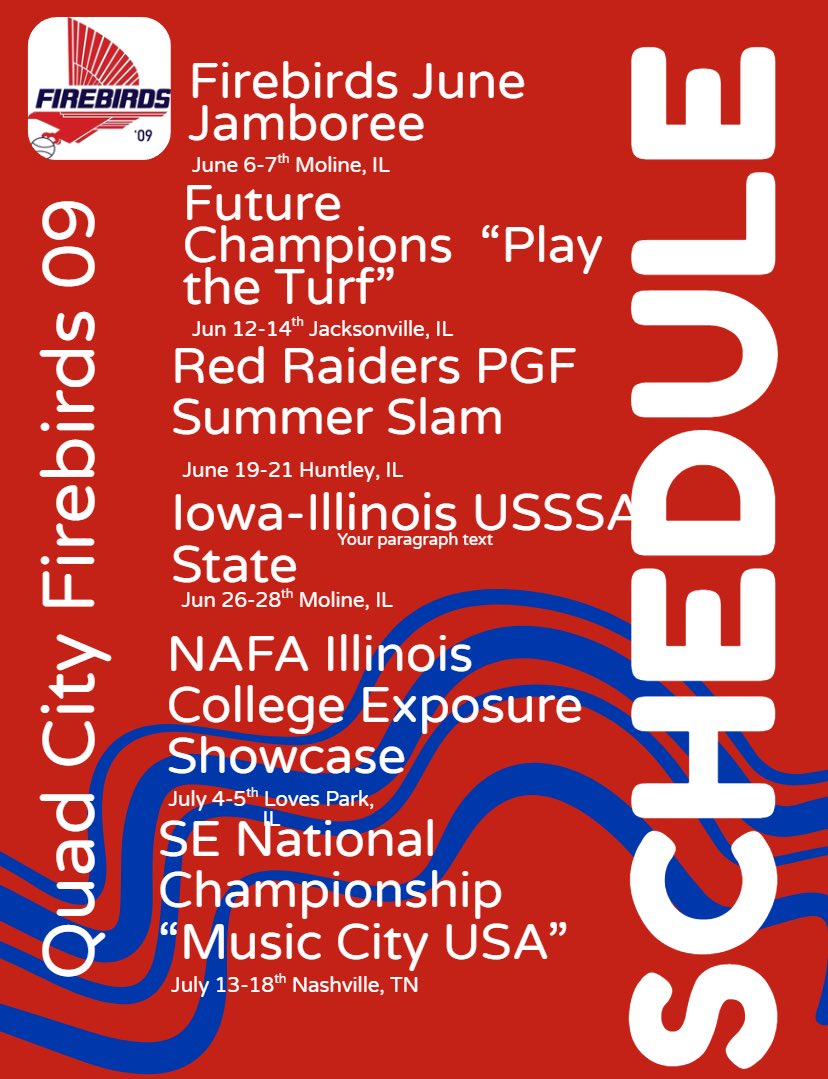 AdamsCharl15384's tweet photo. Summer schedule has been released for my travel team. 
#highschoolsoftball  #classof2028 #uncommited2028 #collegesoftball #travelsoftball #pgfsoftball https://t.co/2t8fbIgKRw
