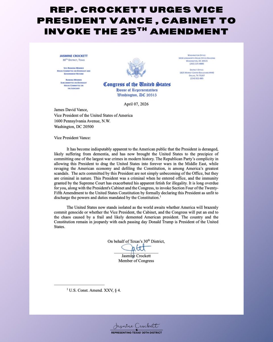 Congresswoman Jasmine Crockett tweet media