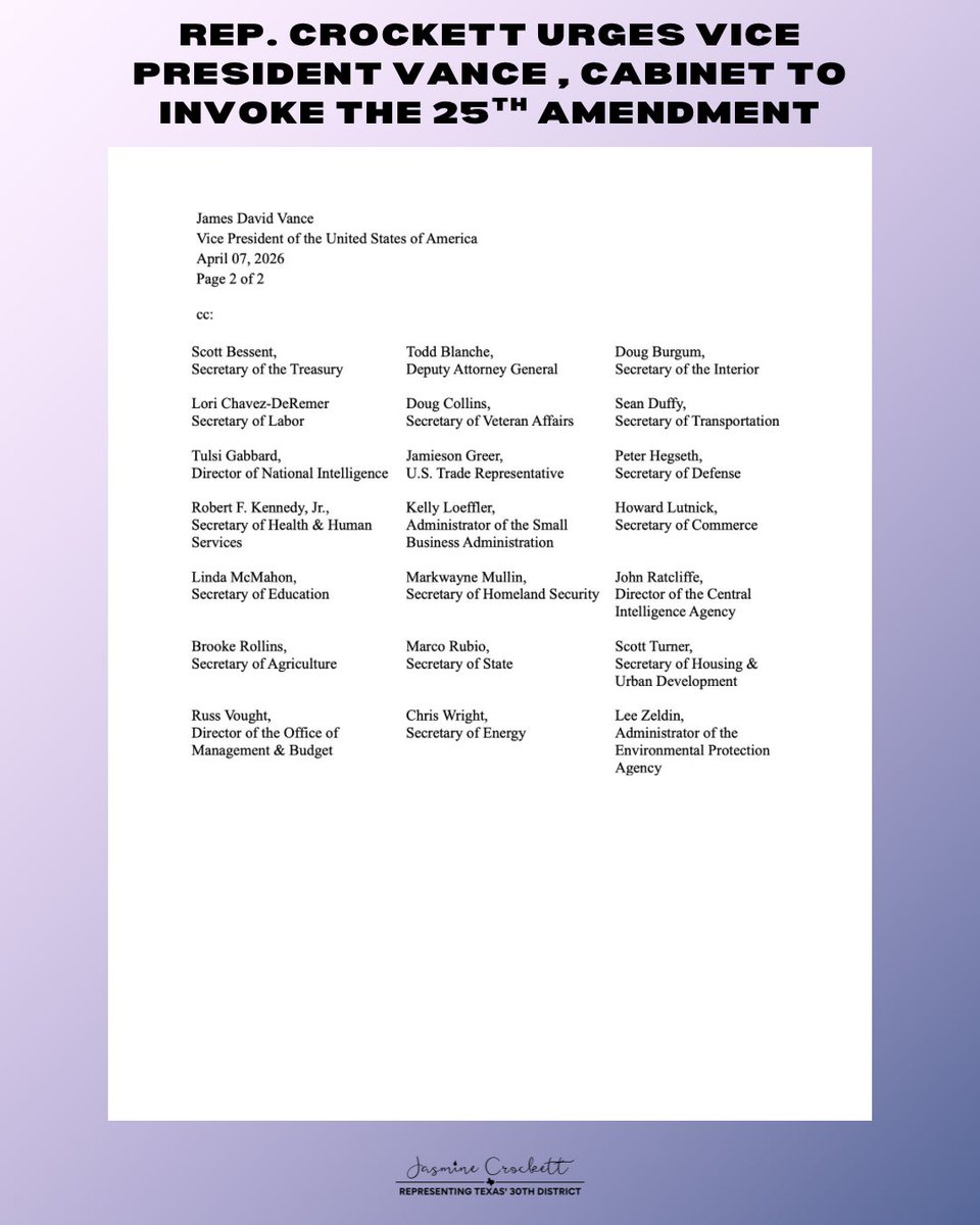 Congresswoman Jasmine Crockett tweet media